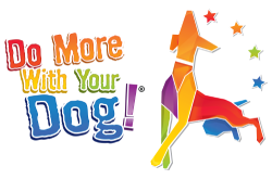 Do more with your dog in red letters with multicolor dog silhouette; Wee Beasties, LLC trainer Rachel McGuire is a certified trick dog instructor
